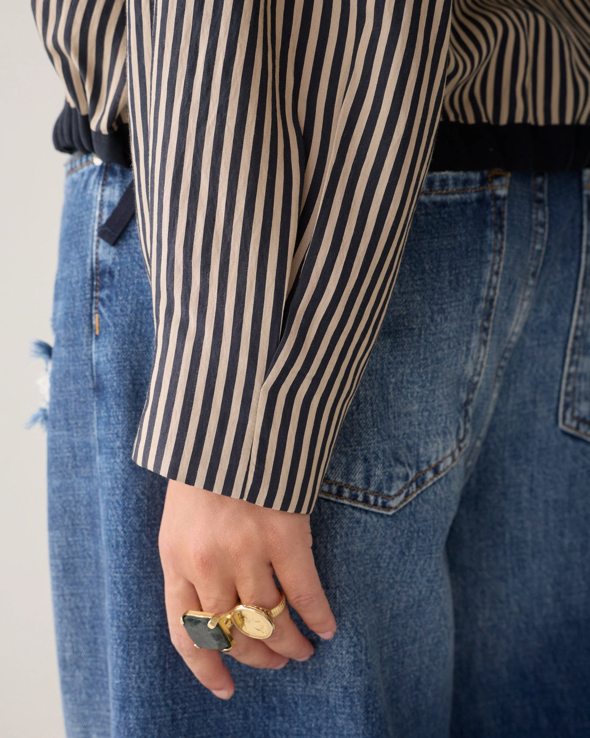 Summum Striped blouse with drawstring