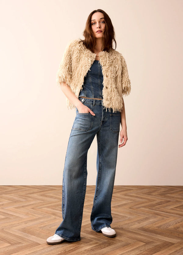 SUMMUM Shortsleeve Jacket Faux Feather Fur