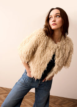 SUMMUM Shortsleeve Jacket Faux Feather Fur