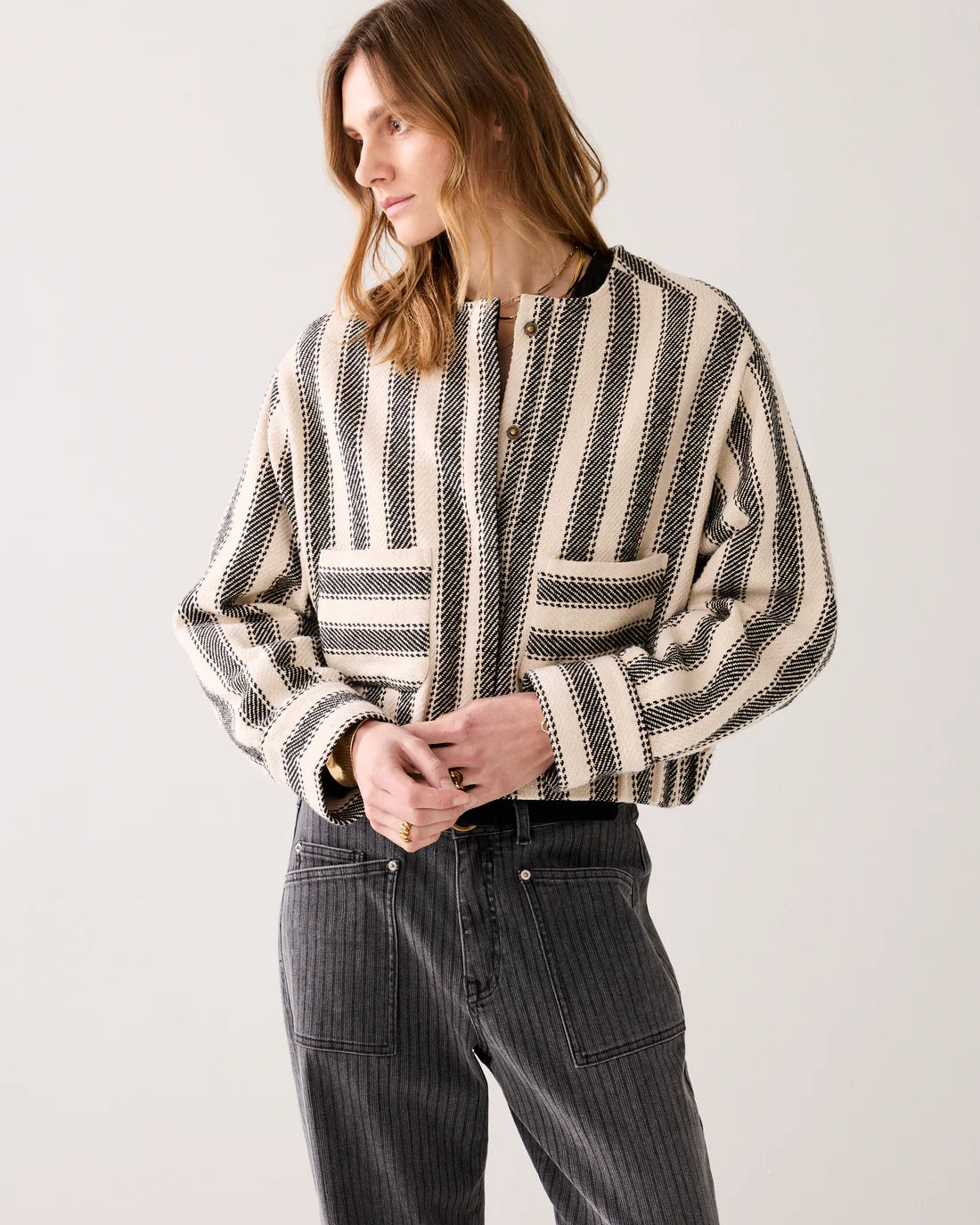 Summum Reversible striped jacket