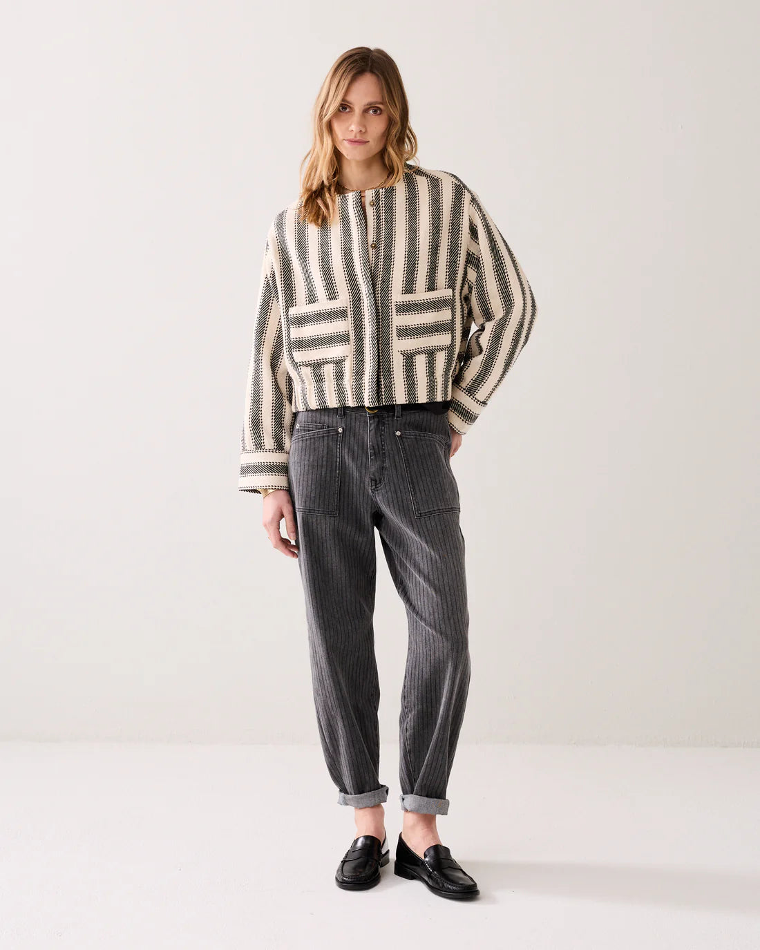 Summum Reversible striped jacket