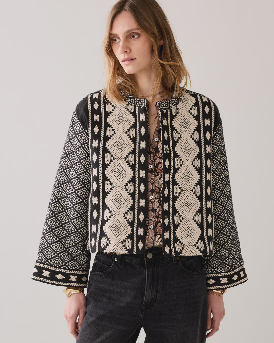Summum Reversible kimono jacket in jacquard fabric