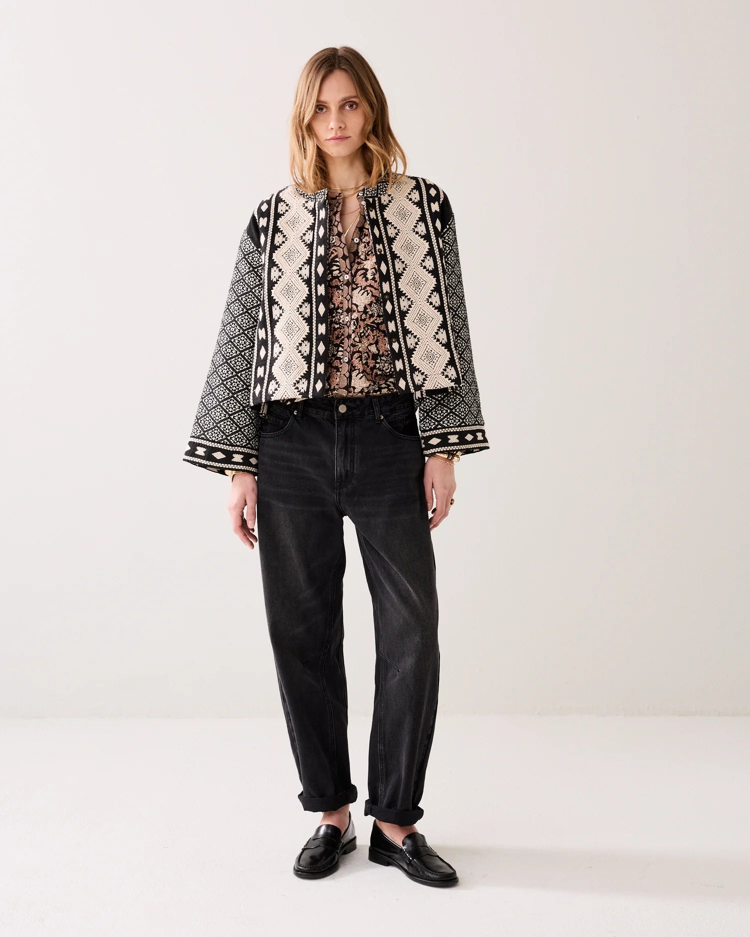 Summum Reversible kimono jacket in jacquard fabric