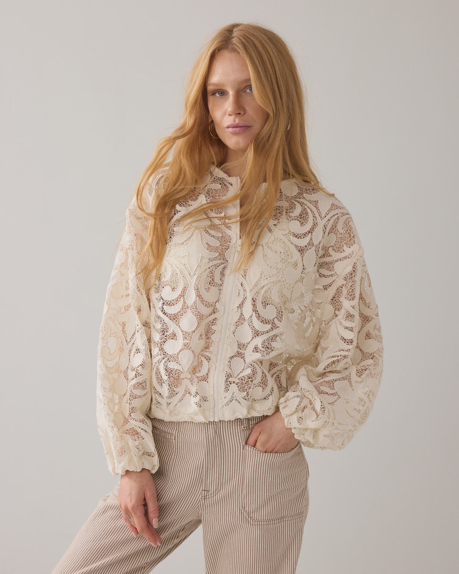 Summum TRANSPARENT LACE BOMBER JACKET