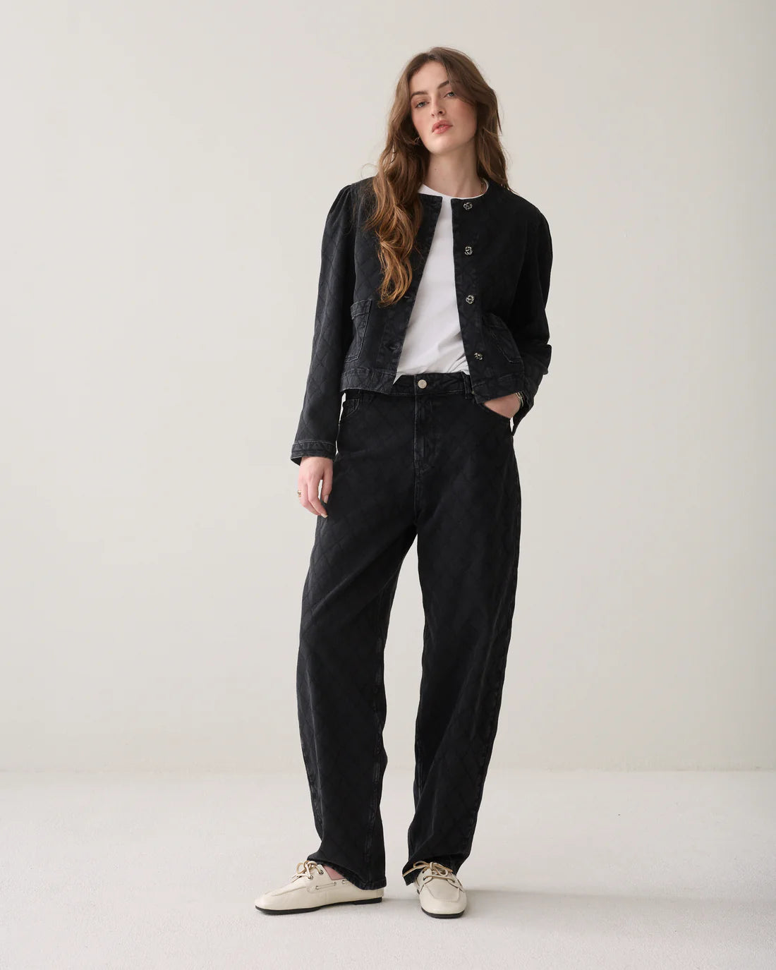 Summum Cropped denim jacket embroidery