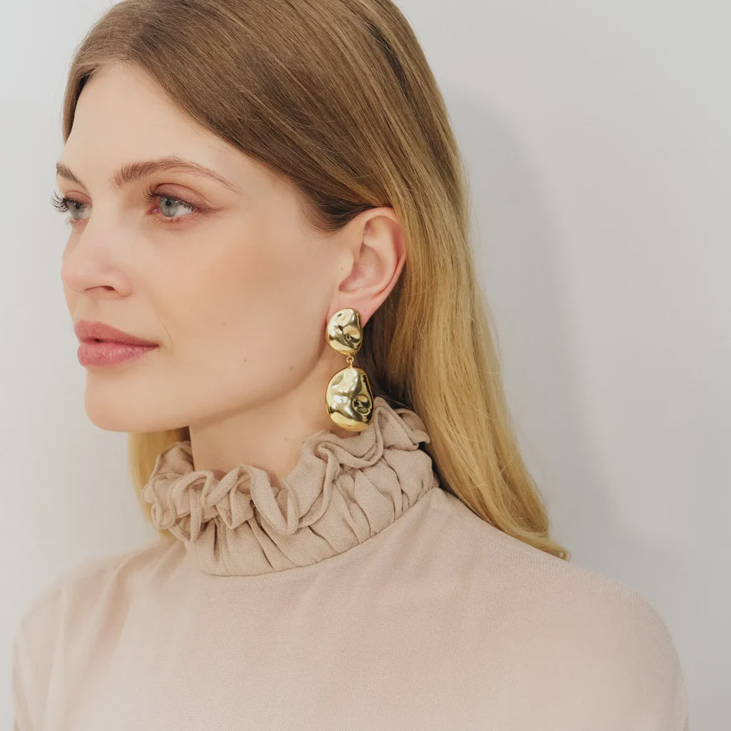 Vanessa Baroni Double Nugget Earring Gold