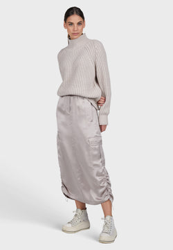 Marc Aurel Stretch satin cargo skirt