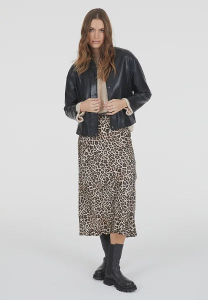 Marc Aurel Midi skirt with leo print and stripes
