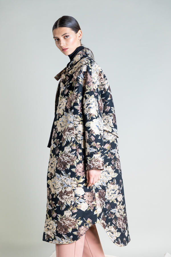 Psophía Floral Print Longline Coat