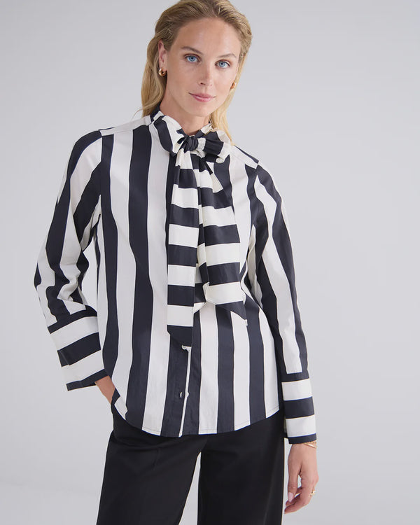 Summum Striped blouse with bow