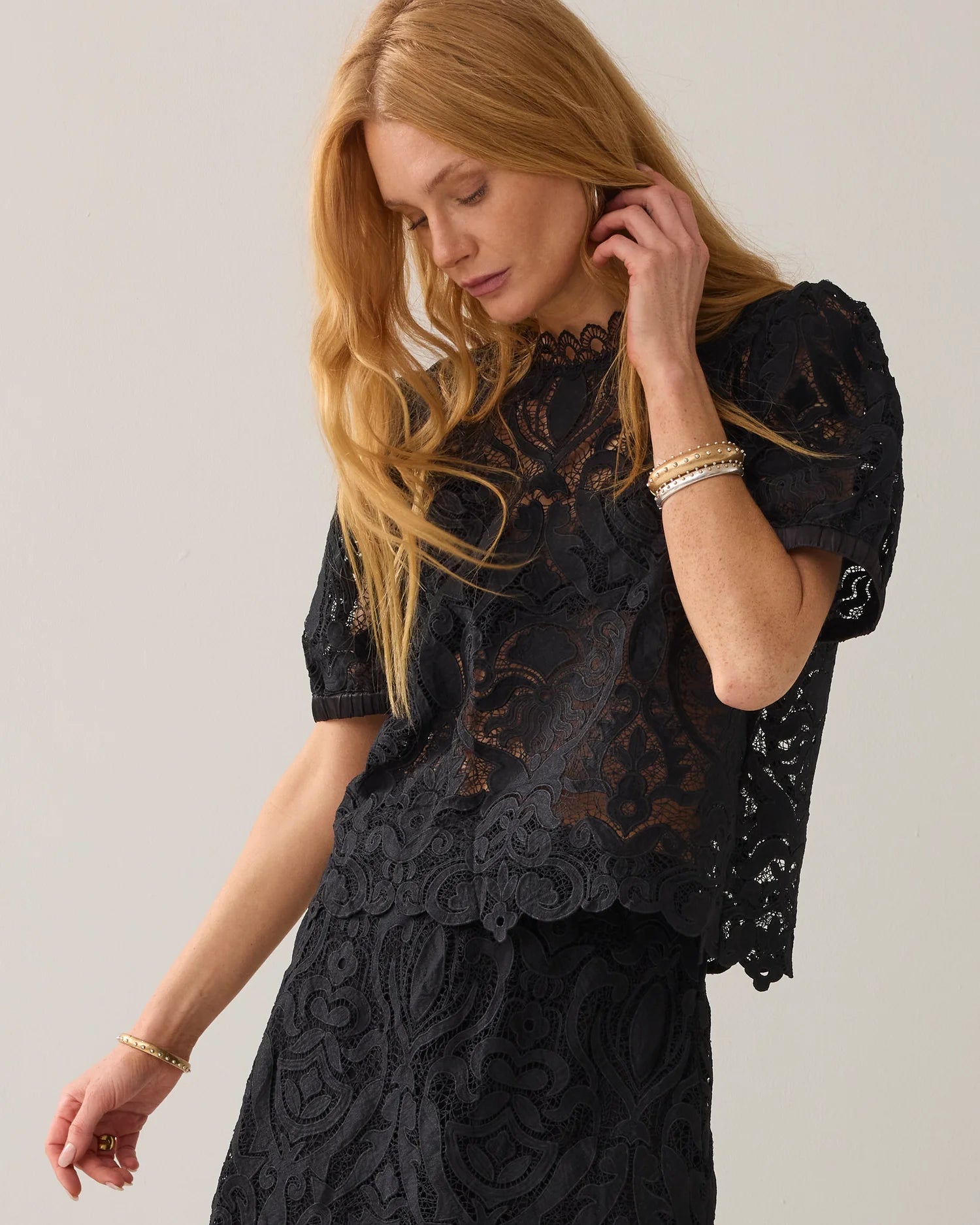 Summum Boxy lace top Black