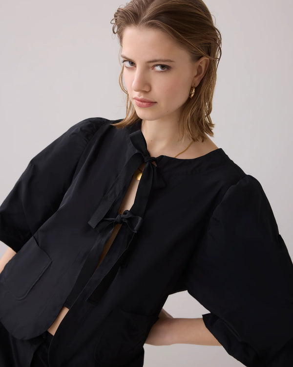 Summum Blouse jacket with bow fastening Black