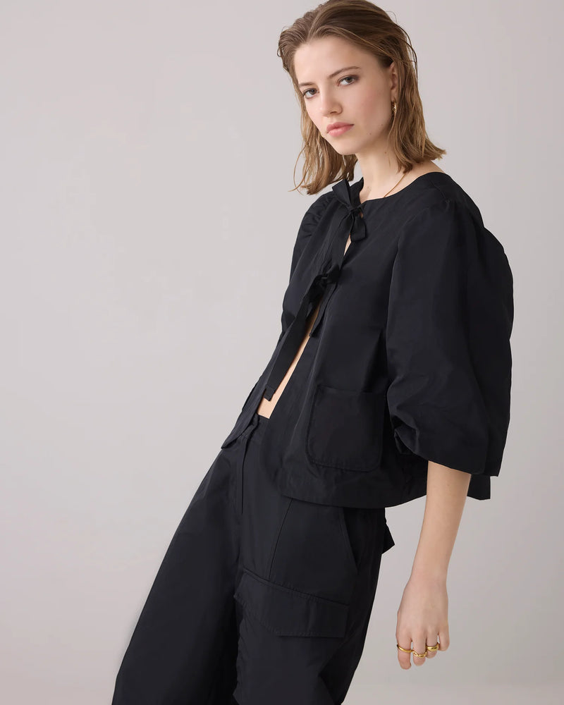 Summum Blouse jacket with bow fastening Black