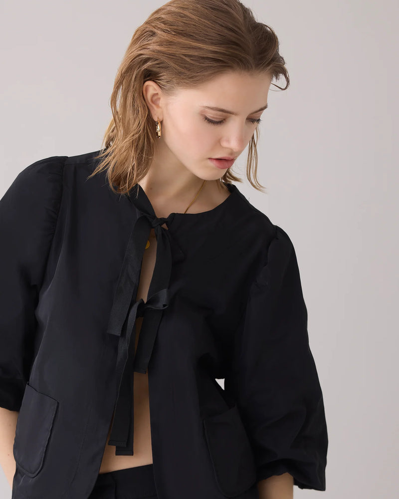 Summum Blouse jacket with bow fastening Black