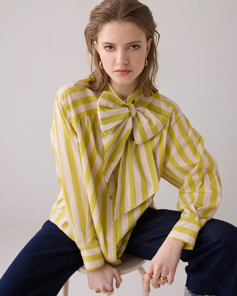 Summum Blouse with bow in contrast