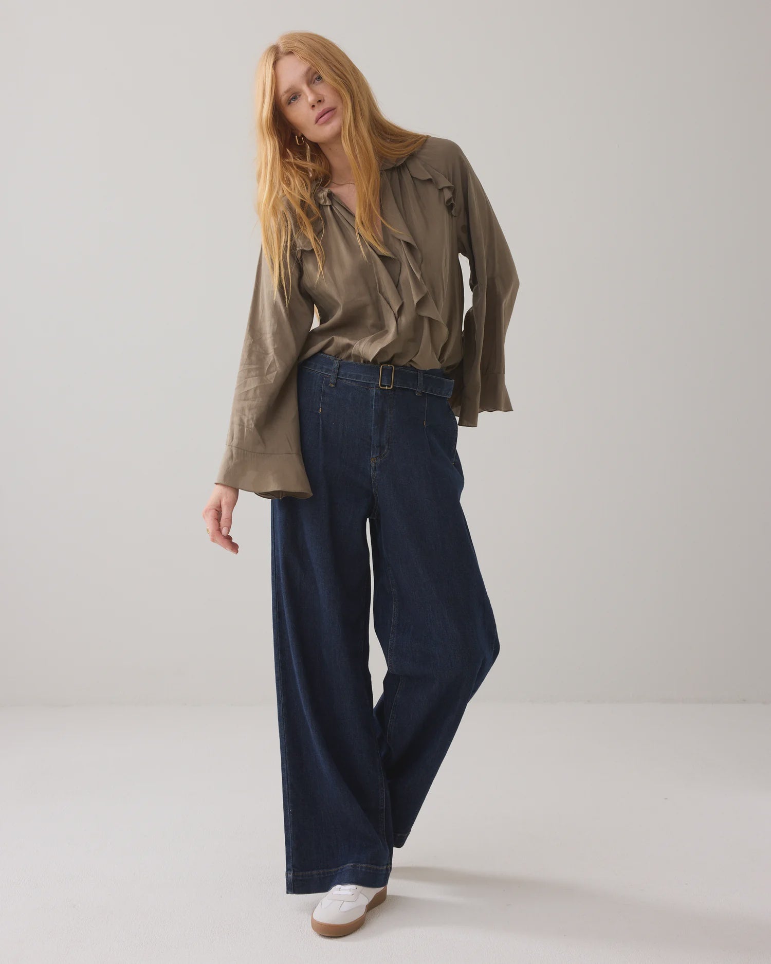 Summum Shiny top with ruffles