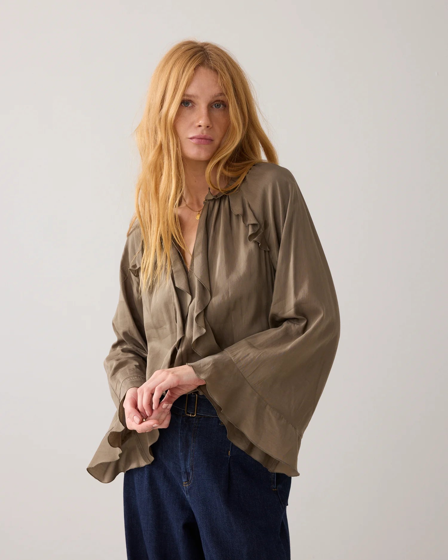 Summum Shiny top with ruffles