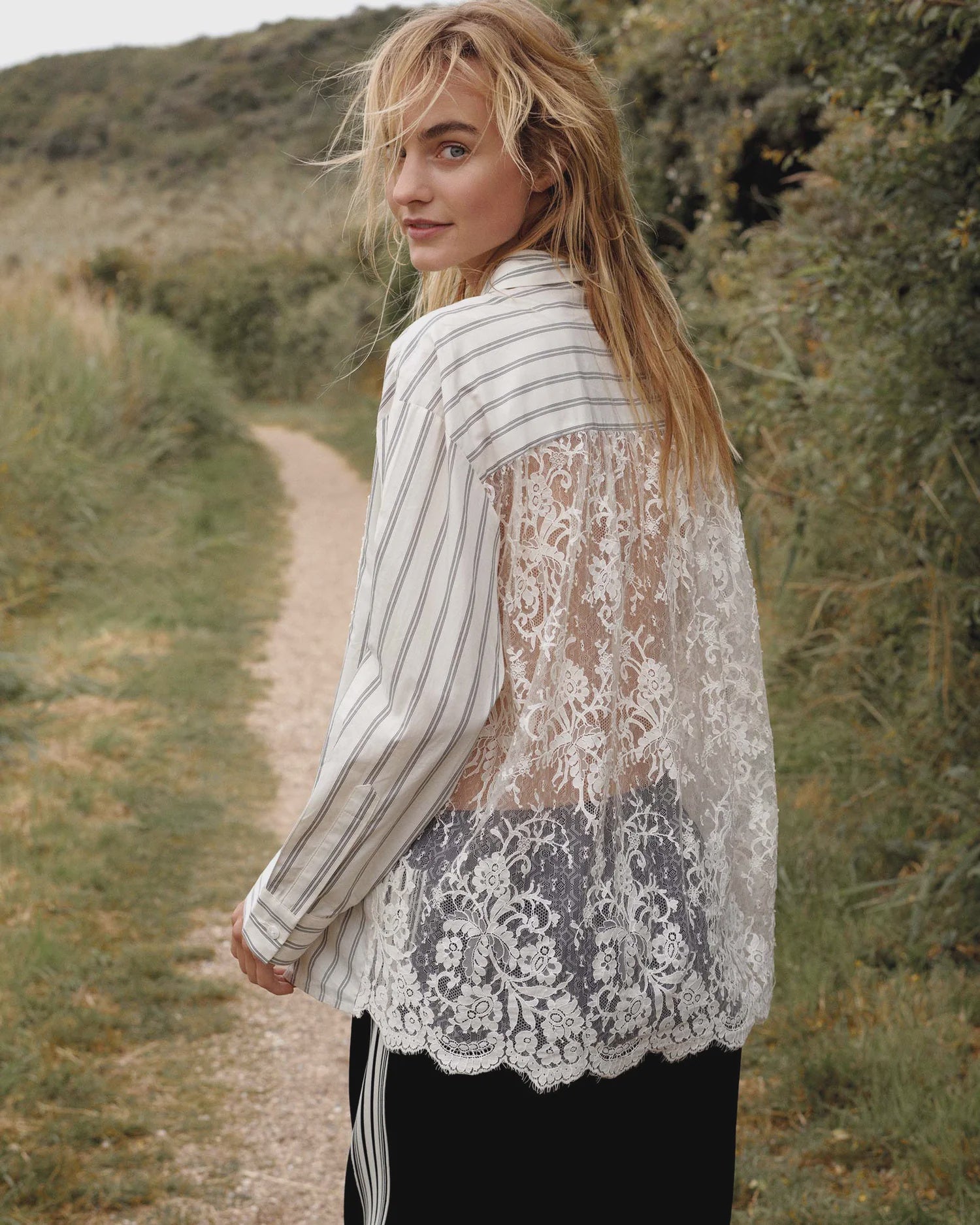 Summum Shirt blouse with lace details