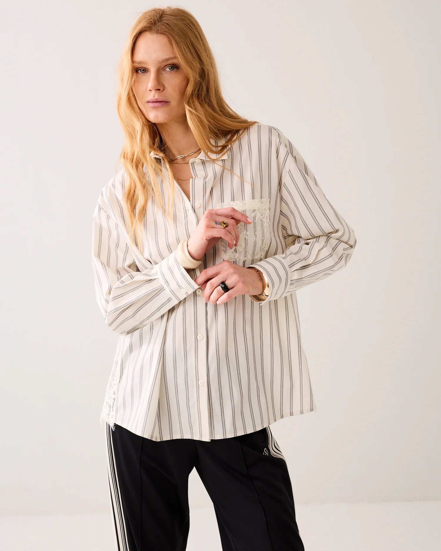Summum Shirt blouse with lace details