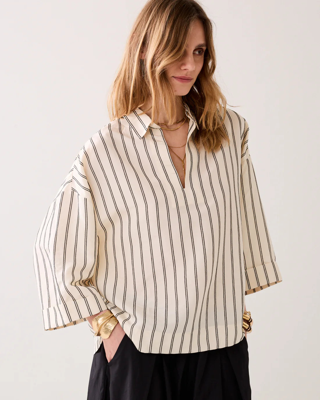 Summum Top with chenille stripes