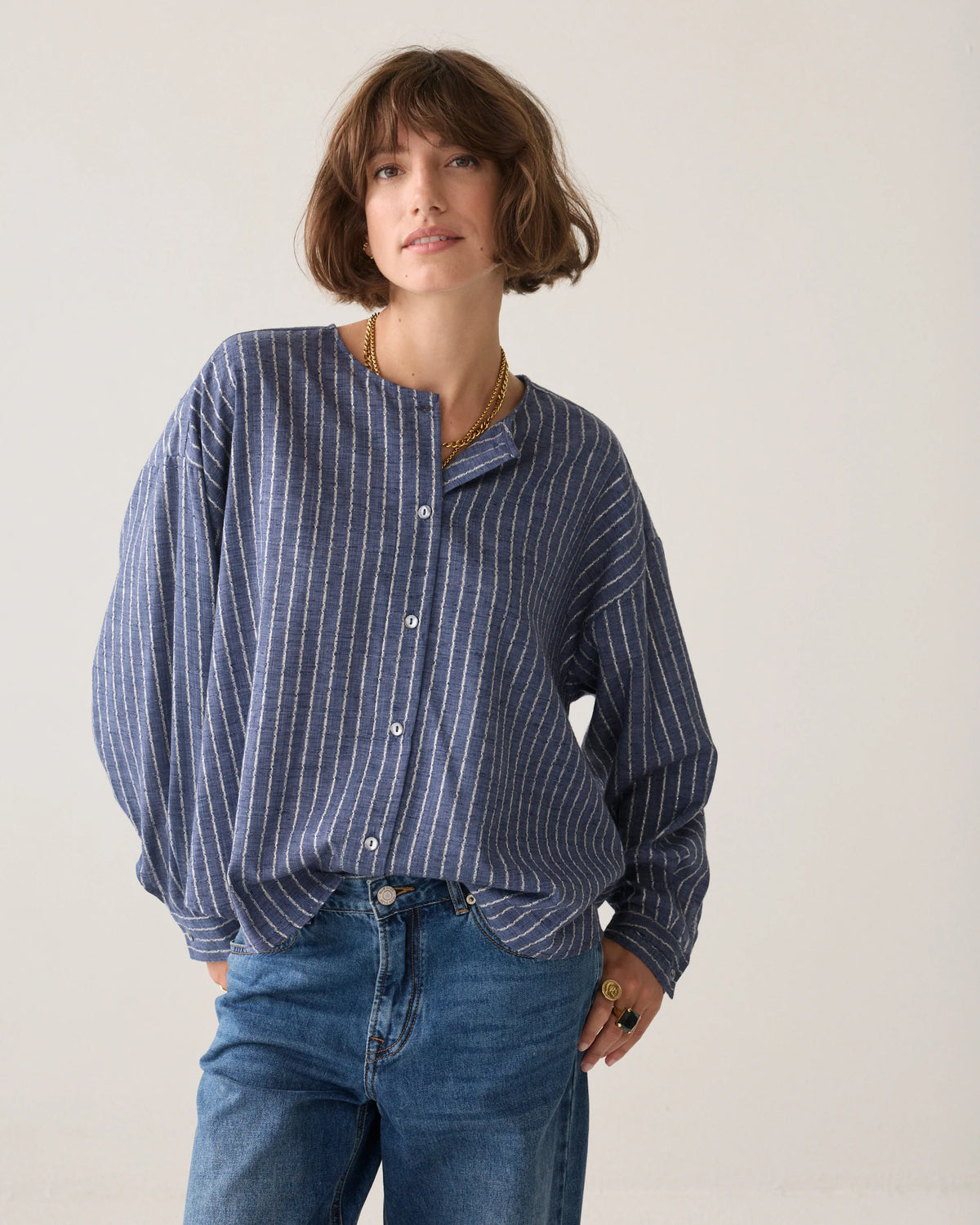 Summum Denim blouse with bow
