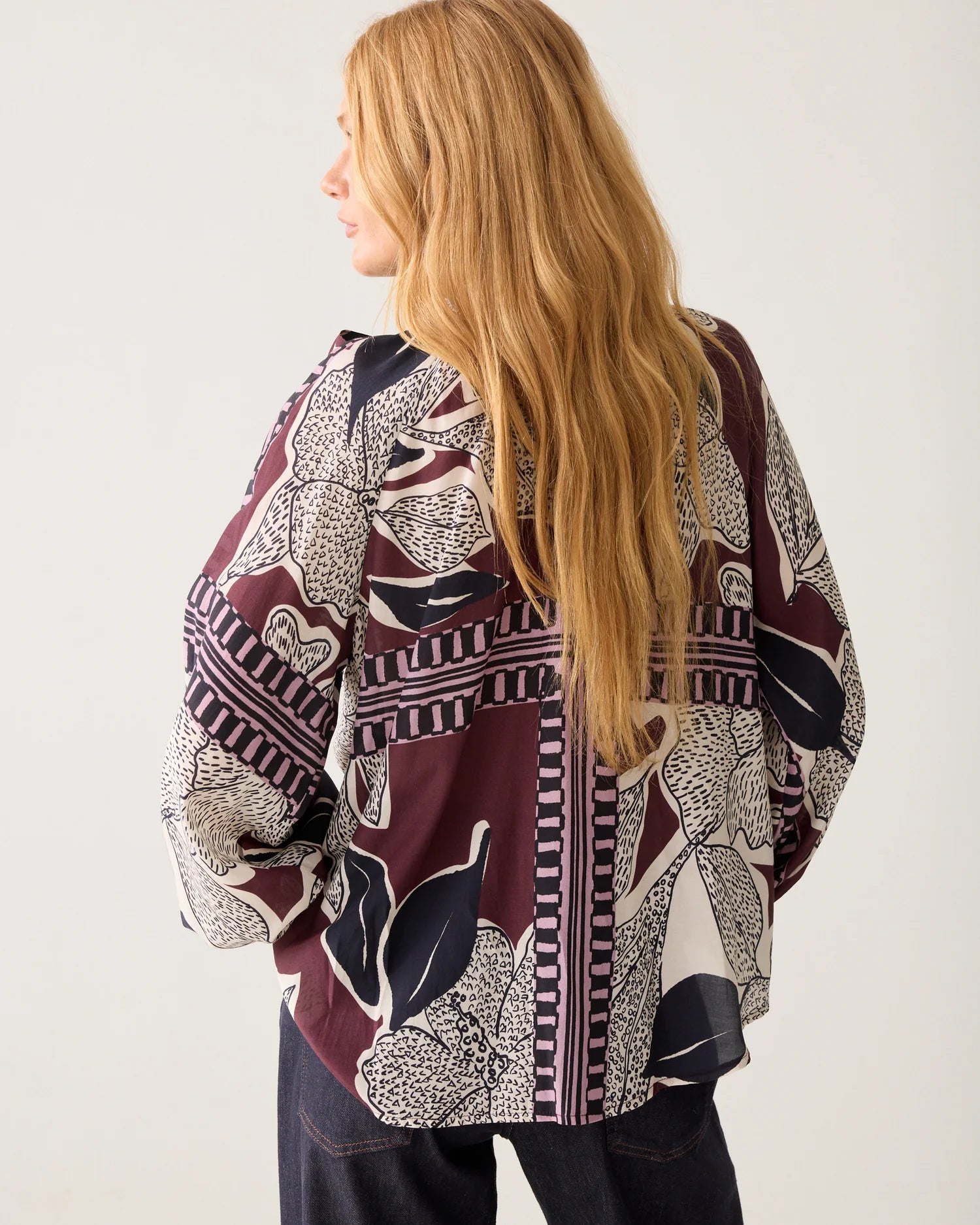 Summum Bow-tie top with scarf print