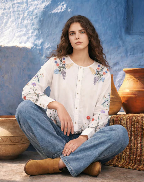 ME369 Helena Embroidered Linen Shirt