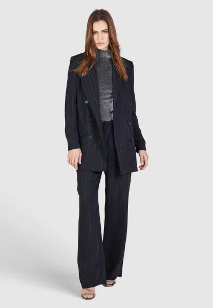 Marc Aurel Long blazer with lurex stripes