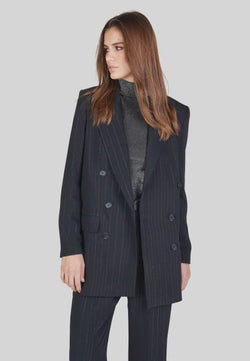 Marc Aurel Long blazer with lurex stripes