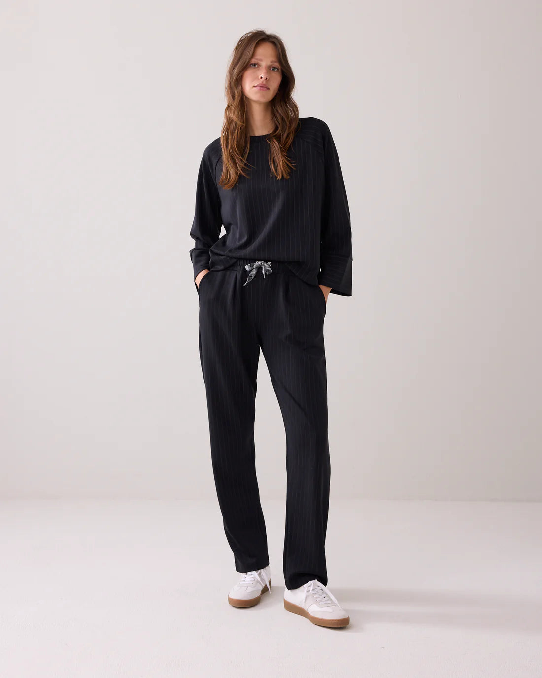 Summum Soft scuba pinstripe top