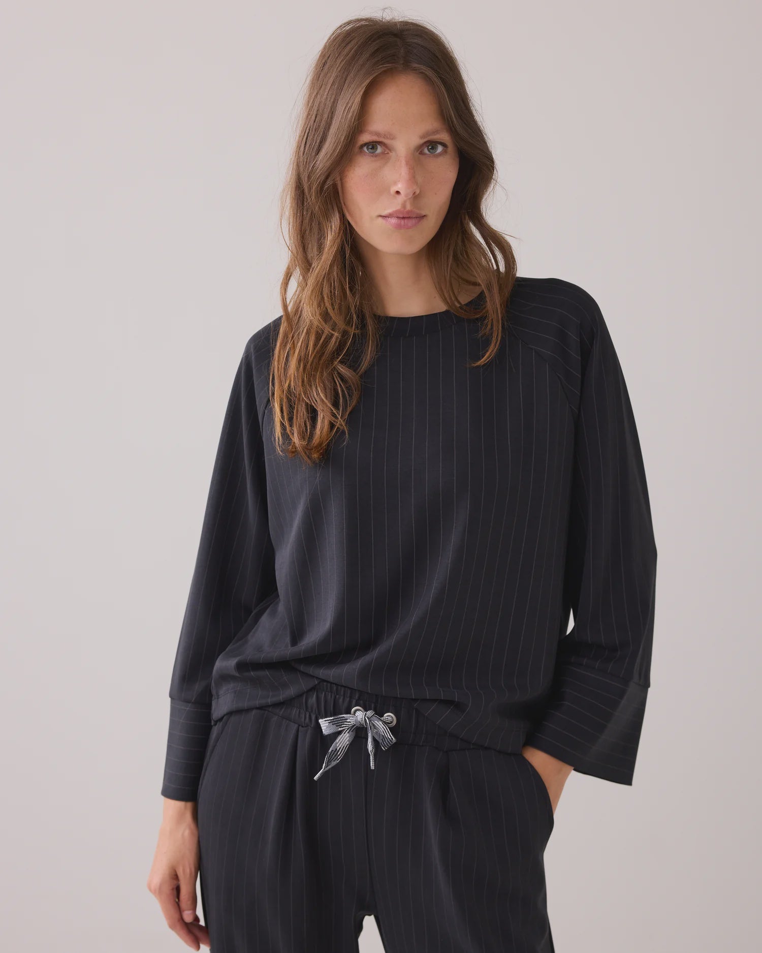 Summum Soft scuba pinstripe top