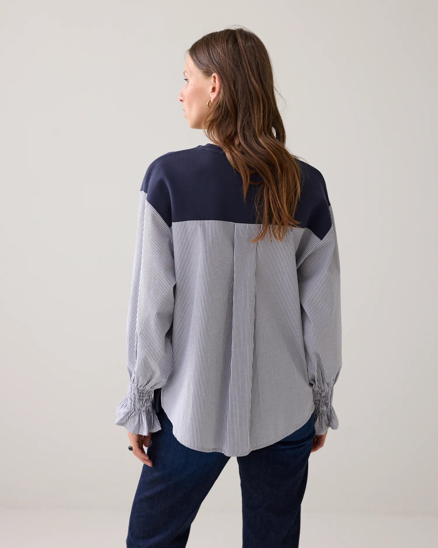 Summum Sweatshirt with striped sleeves