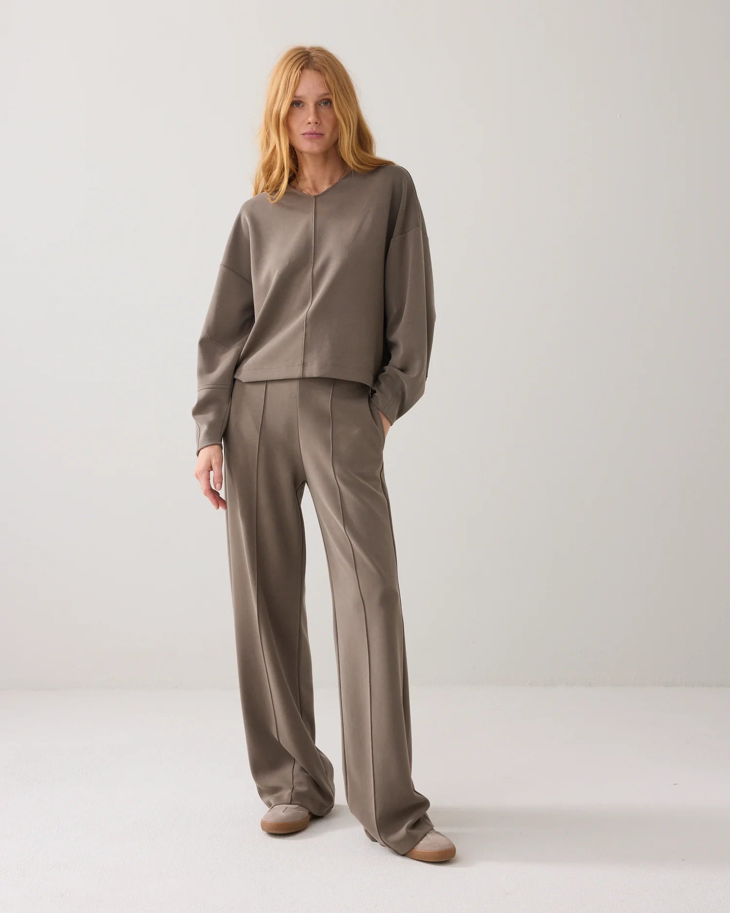 Summum V-neck top in washed modal