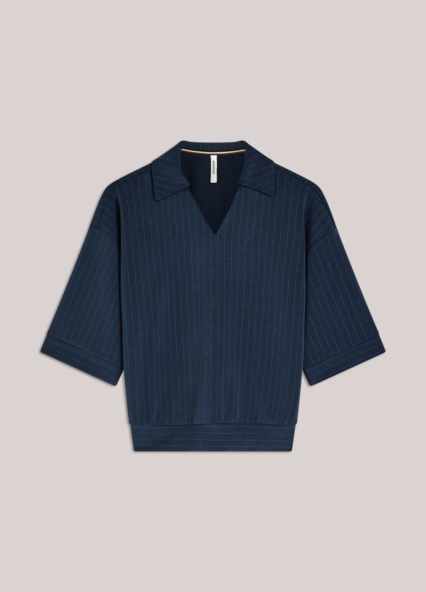 Summum Pinstripe polo shirt in soft scuba fabric