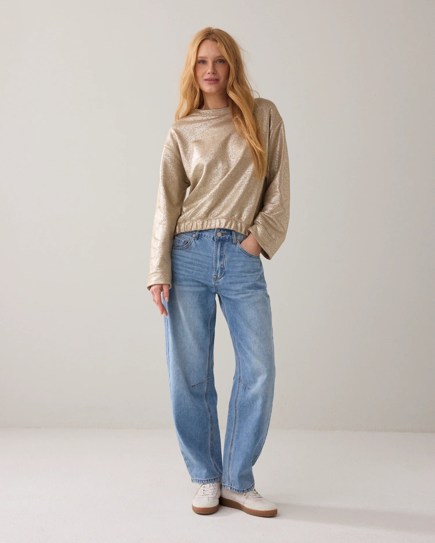 Summum Foil print jumper with kimono sleeves