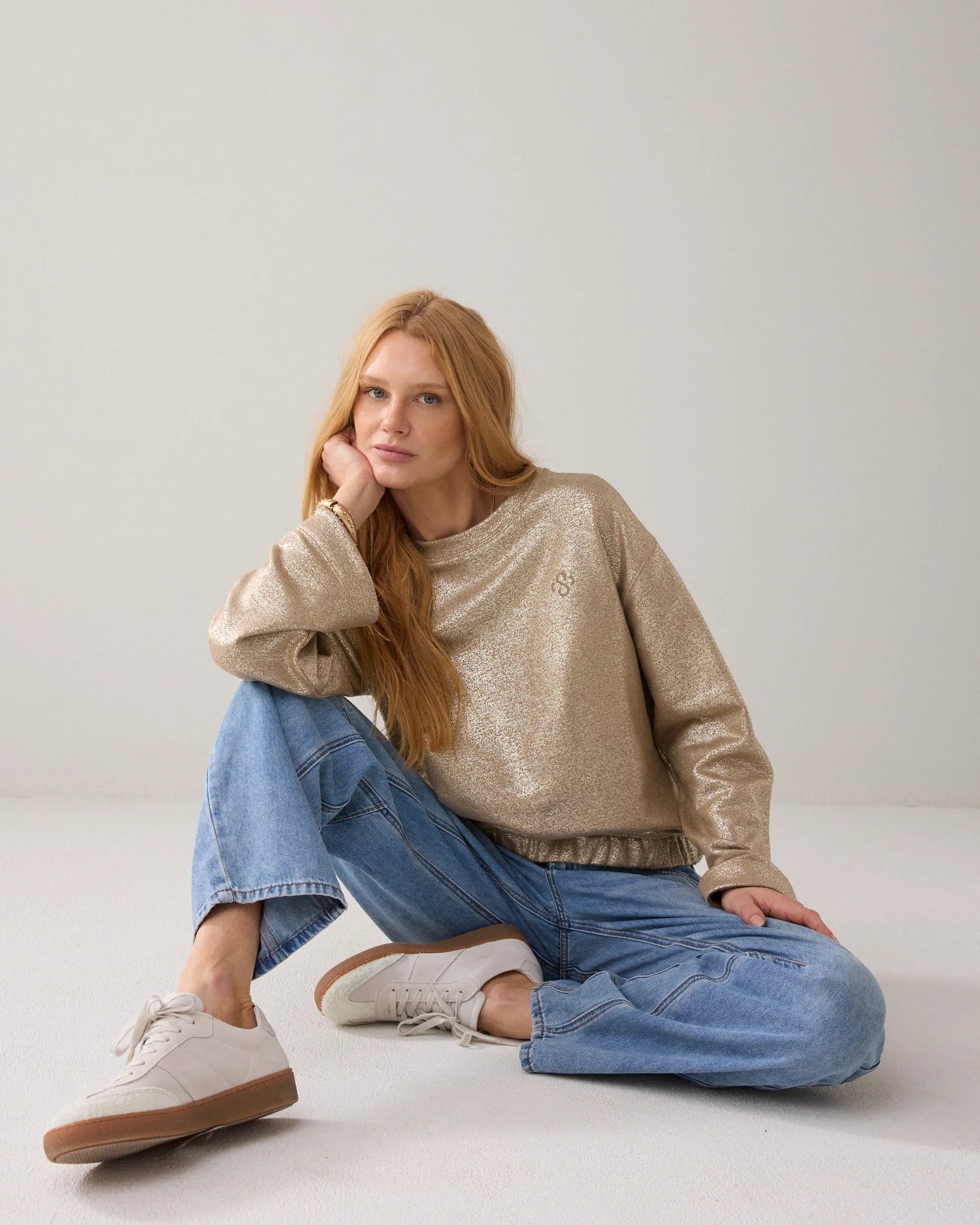 Summum Foil print jumper with kimono sleeves