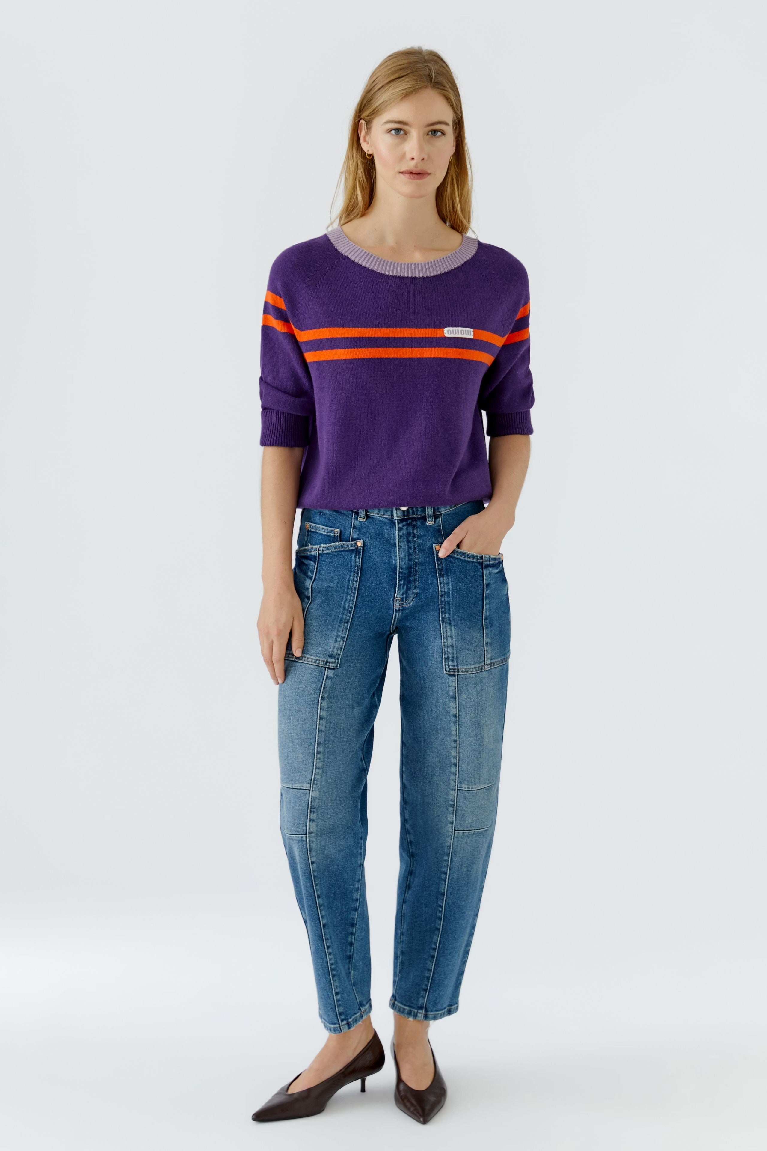 Oui pullover - dark violett orange
