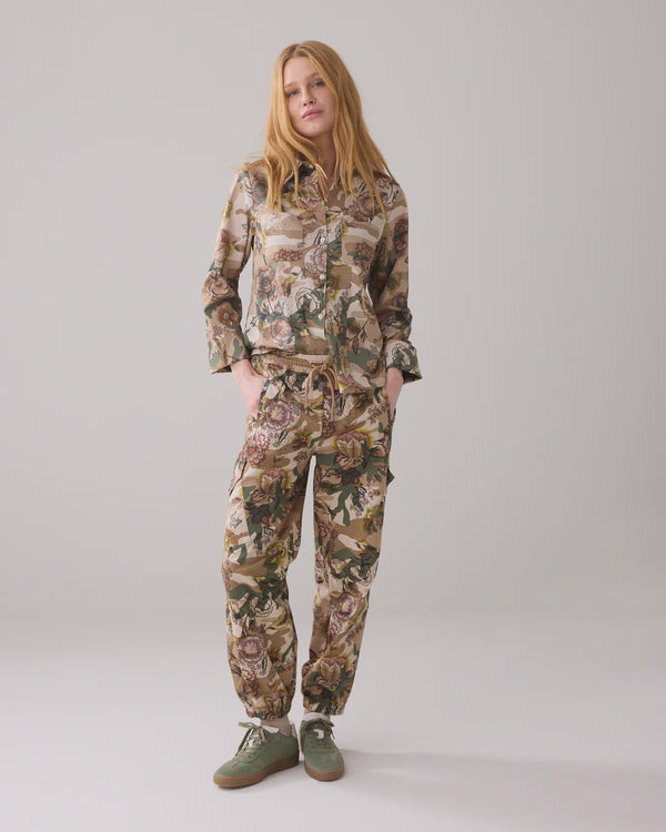 Summum Trousers with camouflage and flower print