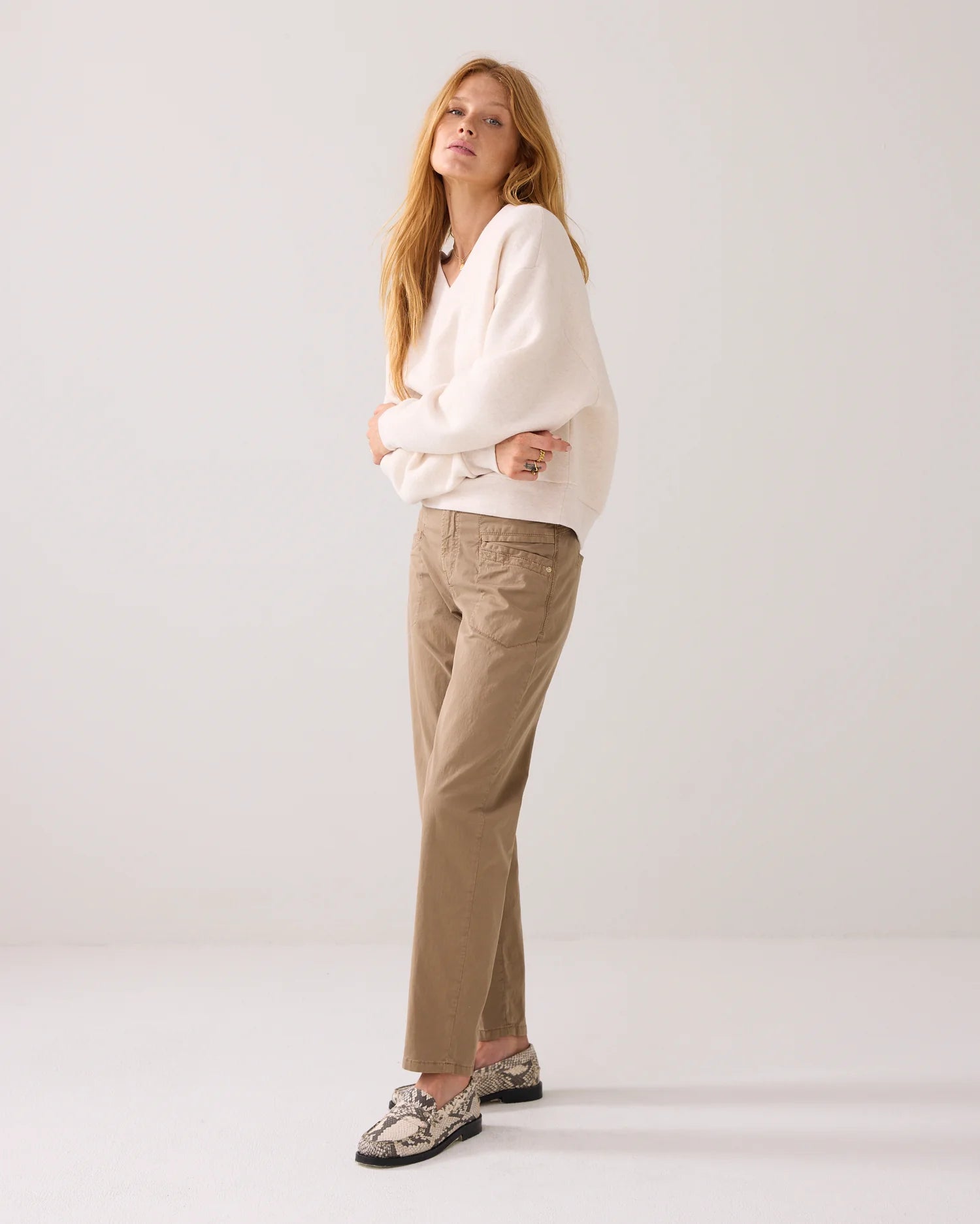 Summum Tapered trousers in peach finish