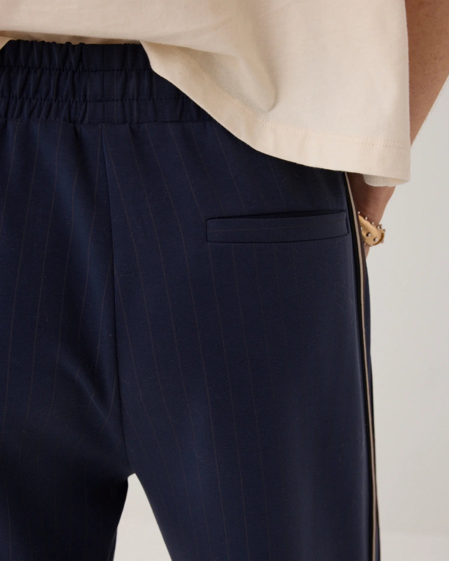 Summum Pinstripe trousers in scuba fabric