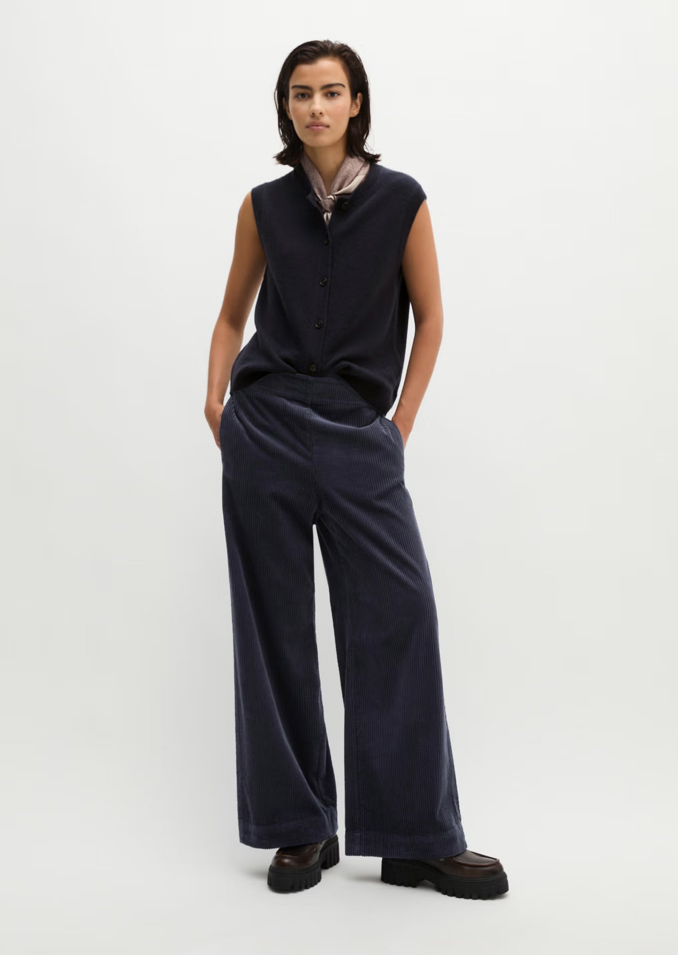 Marc O'Polo Pull-on pants wide made from cotton wide corduroy