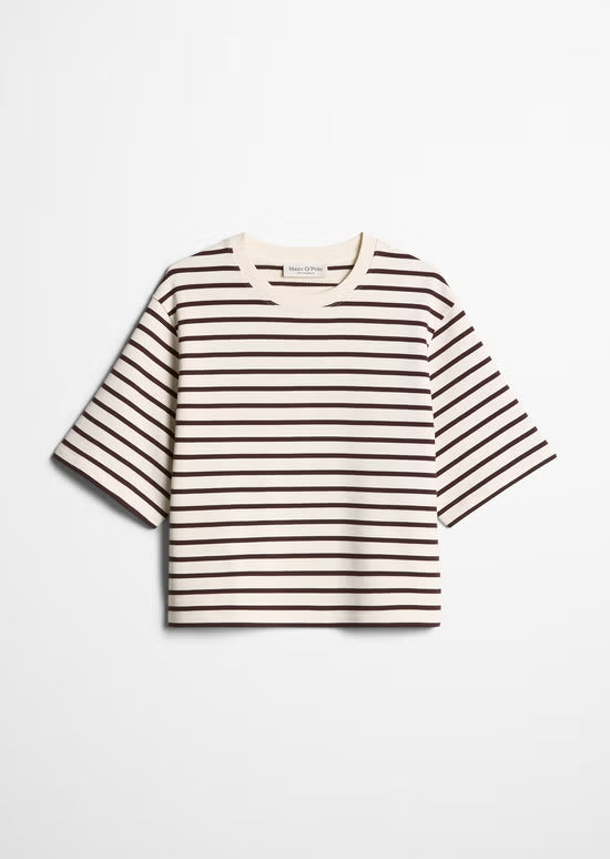 MARC O'POLO Striped cropped short-sleeved sweatshirt