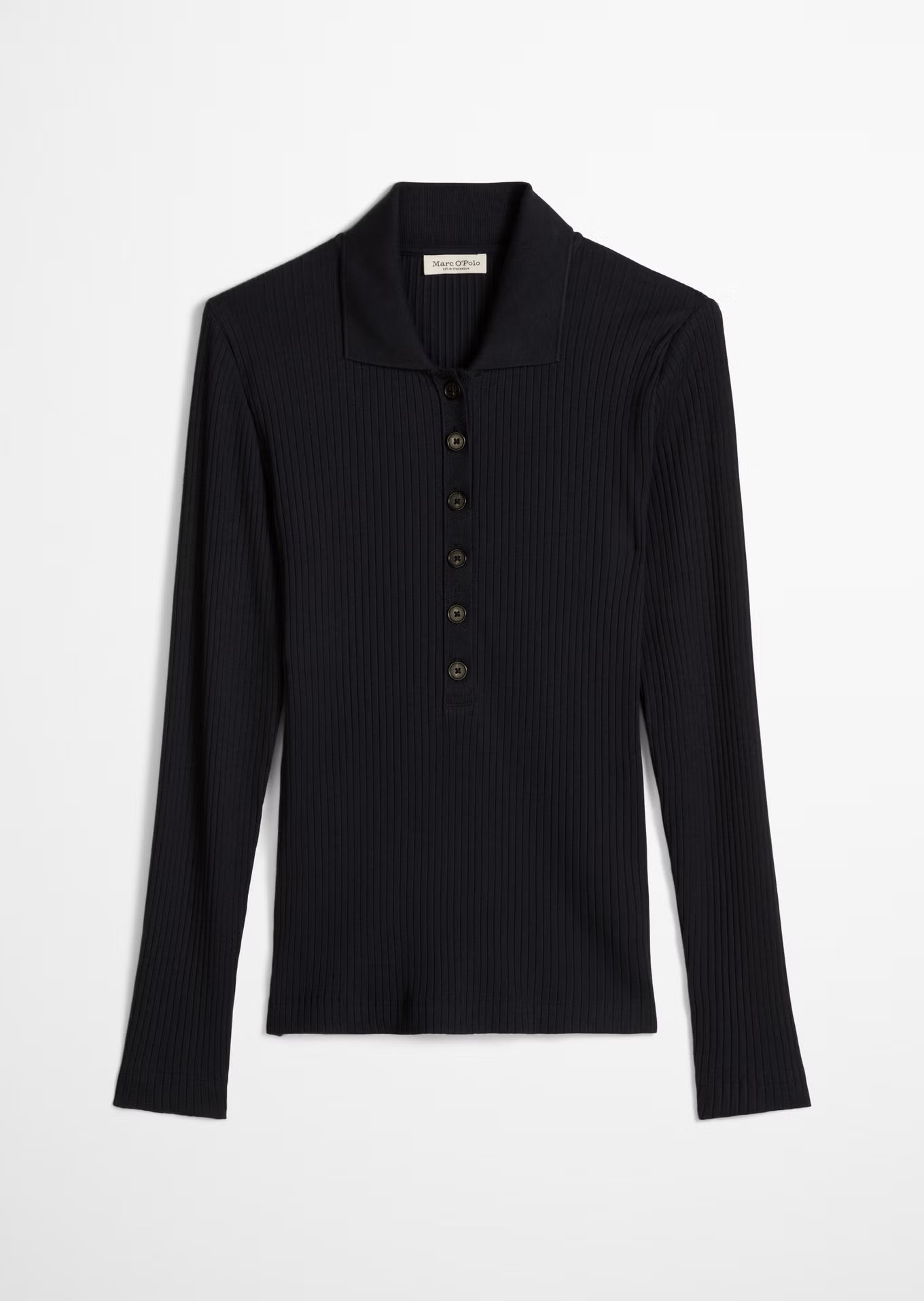 MARC O'POLO Ribbed long sleeve polo shirt