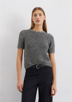 Marc O'Polo Short sleeve sweater slim with melange effect