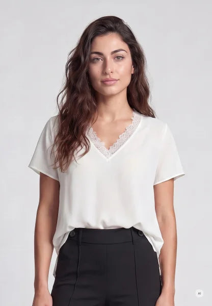Marc Aurel Top with lace neckline