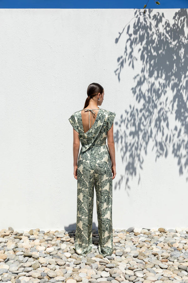 Kameya Teal and Cream Jumpsuit