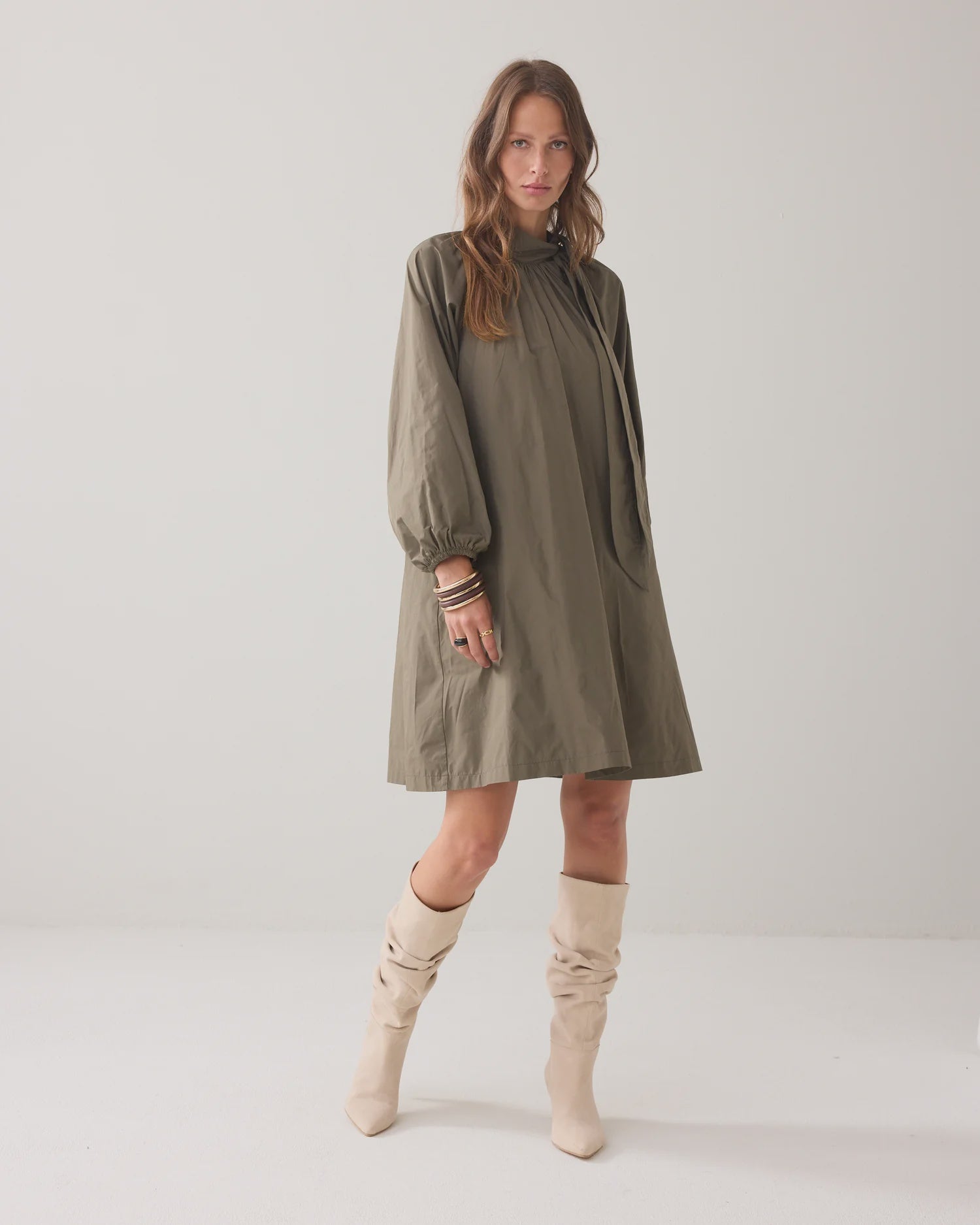Summum A-line taffeta dress cameo