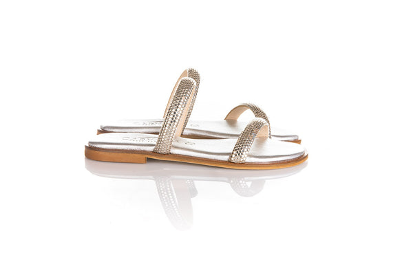 CARYATIS Diamante Silver Slides