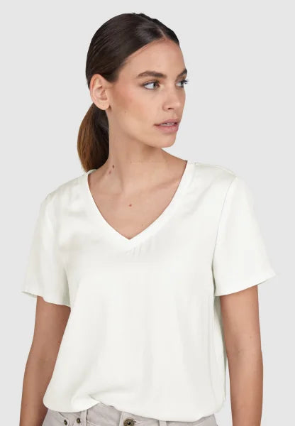 Marc Aurel Satin V-neck top