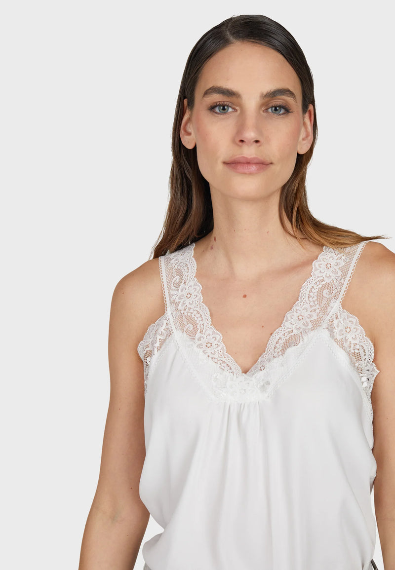 Marc Aurel Satin Top with Lace Edges